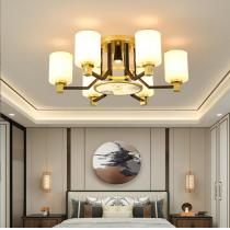新中式吊灯珐琅彩玻璃大气客厅灯低楼层大厅灯温馨卧室书房餐厅灯