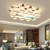 新中式吸顶灯长方形客厅灯LED创意珐琅彩现代中式卧室书房餐厅灯
