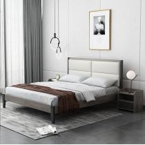 床现代简约实木靠背垫软包 主卧北欧双人床出租屋经济型
