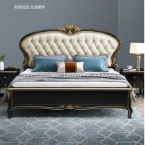 美式轻奢实木床1.5米1.8m大户型主卧双人气压高箱储物床卧室家具