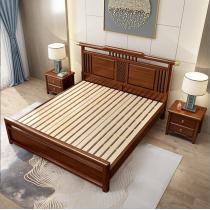新中式全实木床1.8米主卧室双人床婚床 气压储物高箱收纳卧室家具