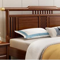 新中式全实木床1.8米主卧室双人床婚床 气压储物高箱收纳卧室家具
