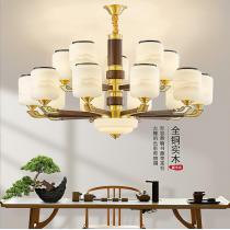 新中式全铜吊灯客厅灯现代中国风高端实木别墅复式楼中楼大厅灯