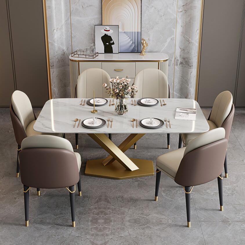 高端岩板餐桌椅组合家用大小户型现代简约轻奢新款长方形吃饭桌子