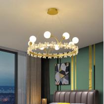 北欧简约水晶吊灯圆形客厅灯LED卧室灯个性创意餐厅吊灯2022新款