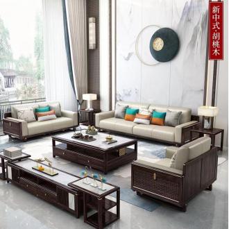 新中式实木沙发小户型实木家具客厅沙发组合禅意储物胡桃木沙发