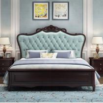 欧式实木床双人床1.8米软靠大床1.5米橡胶木卧室婚床