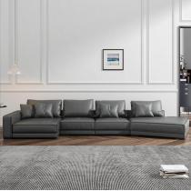 意式极简皮艺沙发现代客厅异形贵妃沙发硅胶皮科技布沙发贵妃沙发