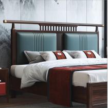 乌金木新中式实木床1.8米双人床中国风软靠禅意双人床主卧室婚床