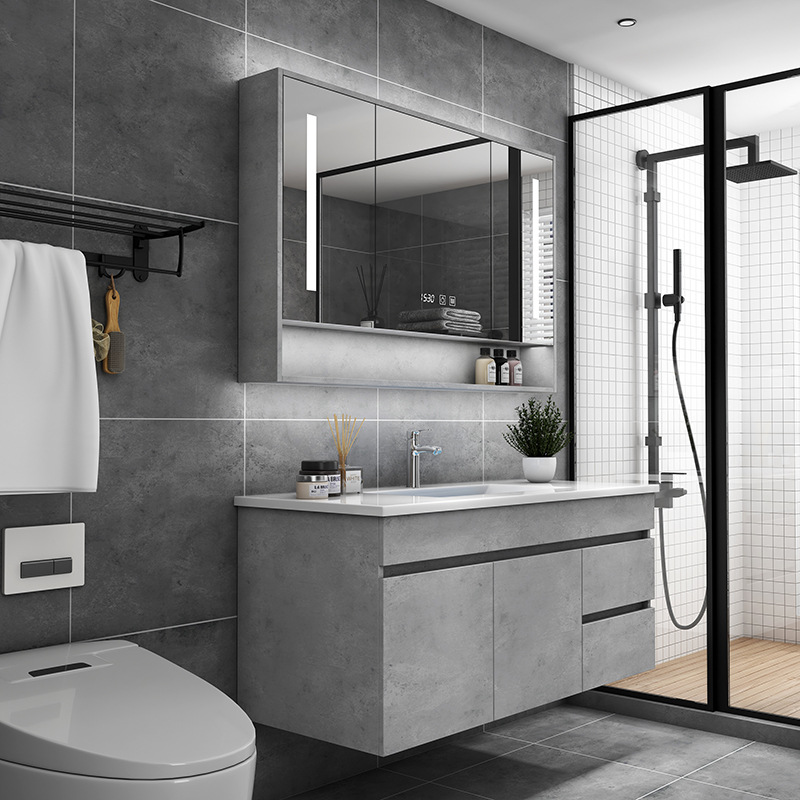 现代简约浴室柜组合智能轻奢卫浴镜柜卫生间一体洗漱台套装