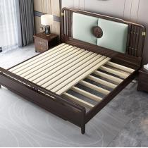 新中式实木床1.8米大床双人床1.5米橡胶木现代简约主卧室婚床