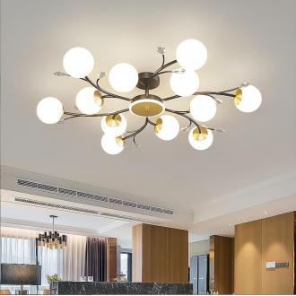 客厅灯北欧后现代创意多头金色大气简约LED吸顶灯卧室房间灯批发