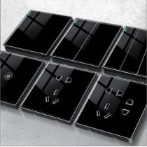 维沙华暗装亚克力开关插座面板五孔多孔86型黑色有机玻璃镜面USB墙壁家用