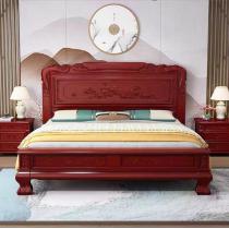 中式新古典仿古全实木雕花床1.8米主卧双人婚床气压高箱储物家具