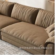 意式轻奢布艺沙发网红款现代简约客厅三人位大小户型直排绒布家具