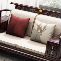 新中式乌金木沙发冬夏两用客厅沙发组合实木家具禅意全实木沙发