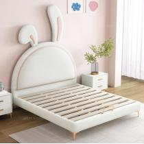 小兔子儿童床公主床少女心网红兔子床1.5米科技布床实木家具