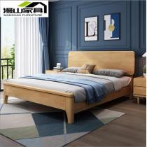 北欧实木床1.8米双人主卧床 现代简约1.5m橡木单人床小户型日式床