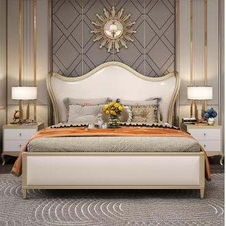 实木床轻奢欧式金色1.8米美式双人床简约公主床法式设计