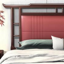 新中式乌金木实木床1.8米双人大床软靠现代简约主卧储物婚床家具