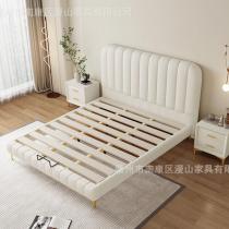轻奢极简科技布主卧1.8m琴键双人床现代简约1.5米大小户型布艺床