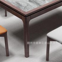 北欧胡桃木全实木餐桌椅组合现代简约岩板餐桌家用饭桌餐厅西餐桌