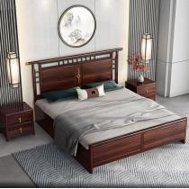 麦迪纶轻奢新中式乌金木实木床1.5米1.8米双人床卧室家具