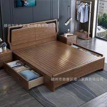 现代简约新中式白蜡木实木床现代简约1.8米双人主卧大床1.5高箱木
