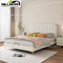 轻奢极简科技布主卧1.8m琴键双人床现代简约1.5米大小户型布艺床