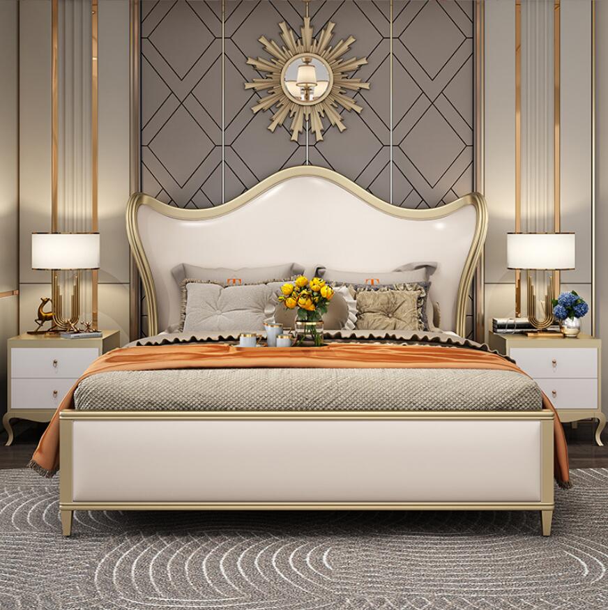 实木床轻奢欧式金色1.8米美式双人床简约公主床法式设计