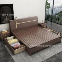 北欧新中式实木床1.8米双人大床主卧室1.5m高箱气压储物轻奢婚床