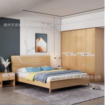 北欧胡桃木全实木床1.8米双人储物大床主卧现代简约婚床卧室家具